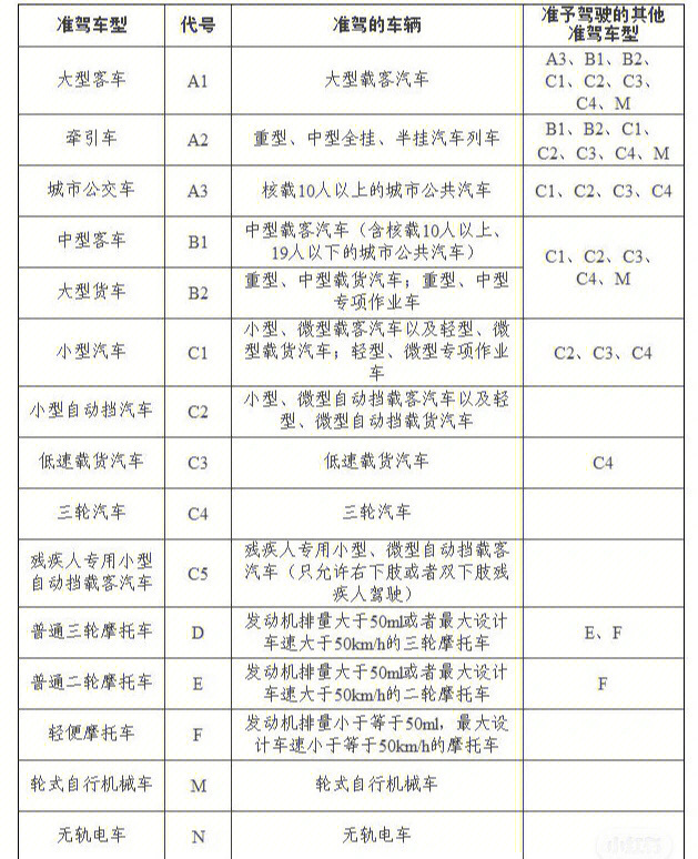 驾照级别图片