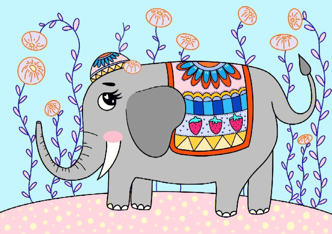 儿童画印度大象儿童创意美术
