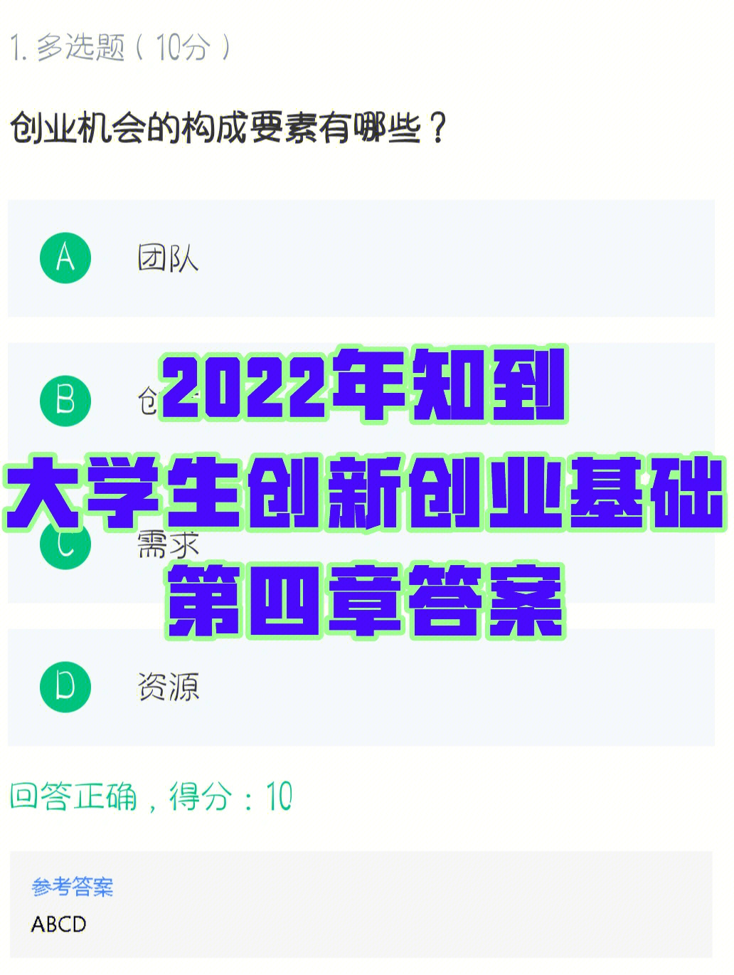 2022年知到大学生创新创业基础第四章答案