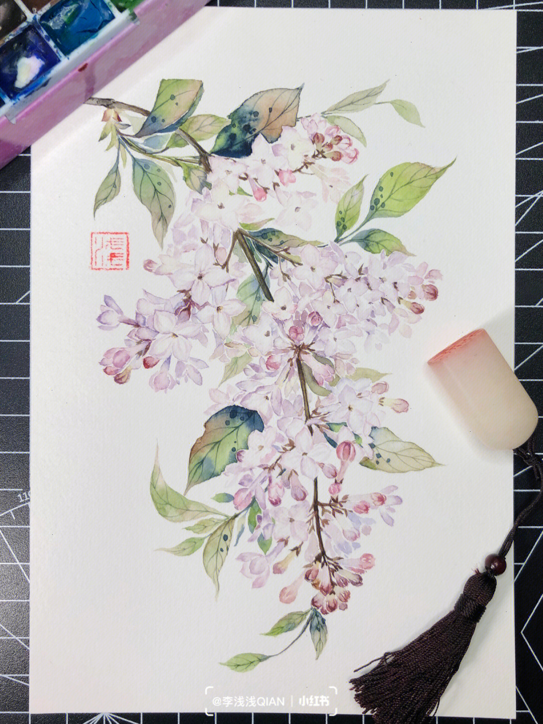 水彩丁香花手绘