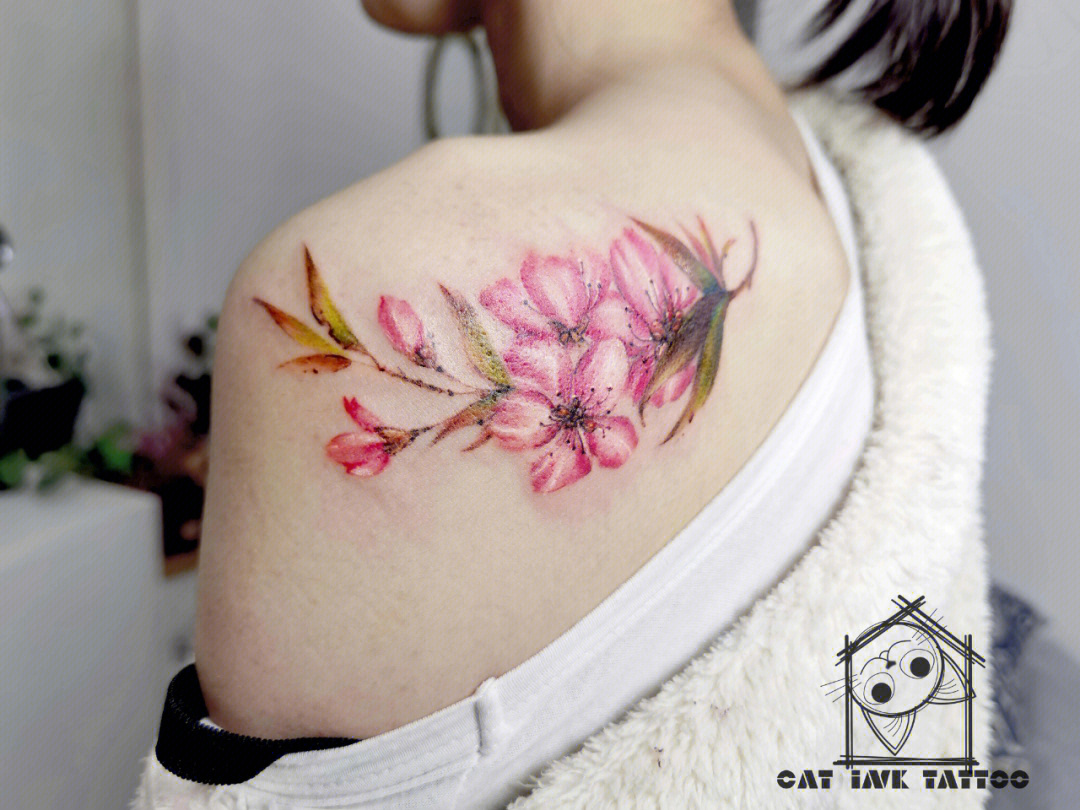 猫印定制tattoo桃花纹身遮盖