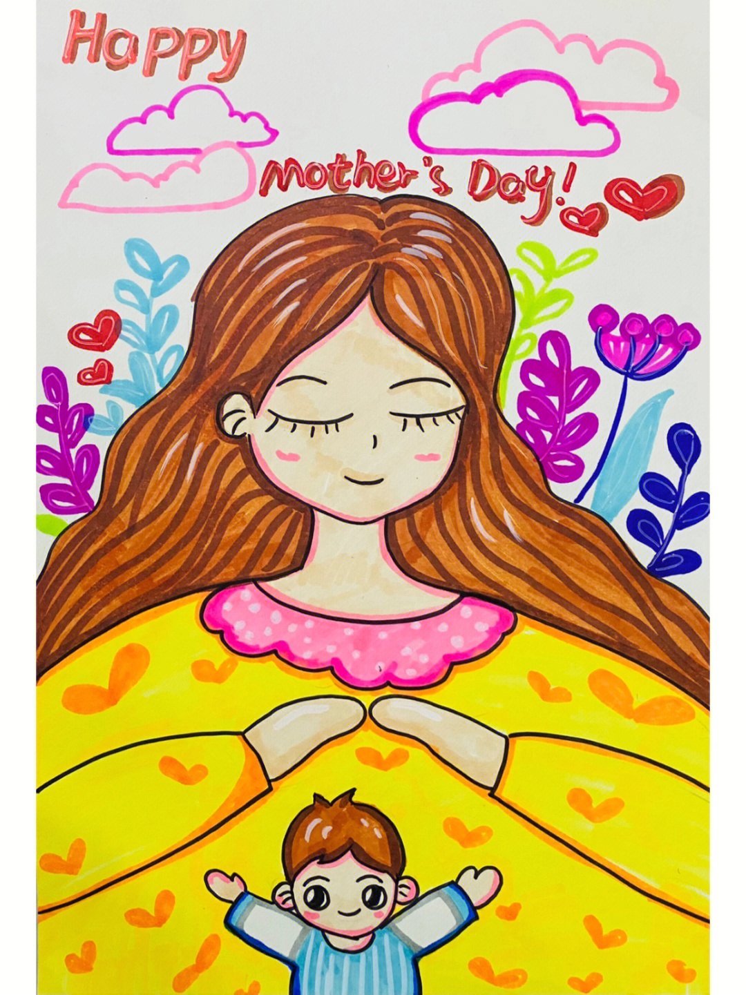 母亲节儿童画简便图片