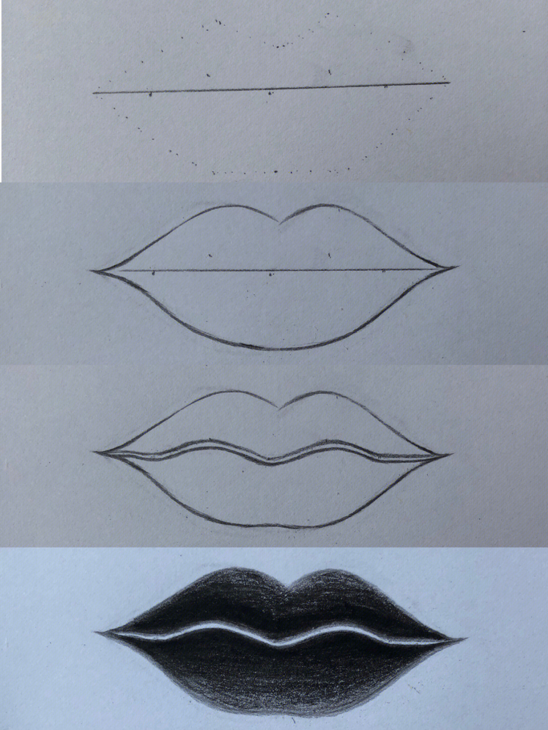 纸上唇形画法图片