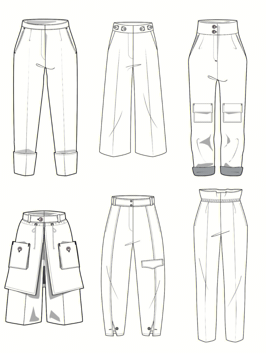 服装设计素材54款裤子款式图二全