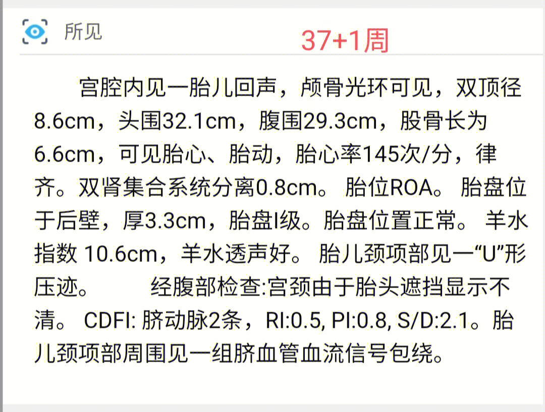 胎儿37周发育标准数值图片