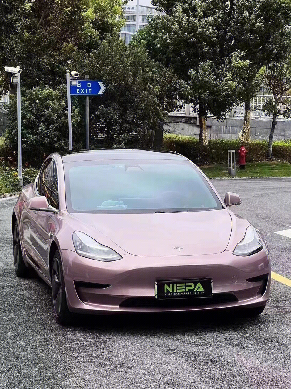 冰莓粉特斯拉model3