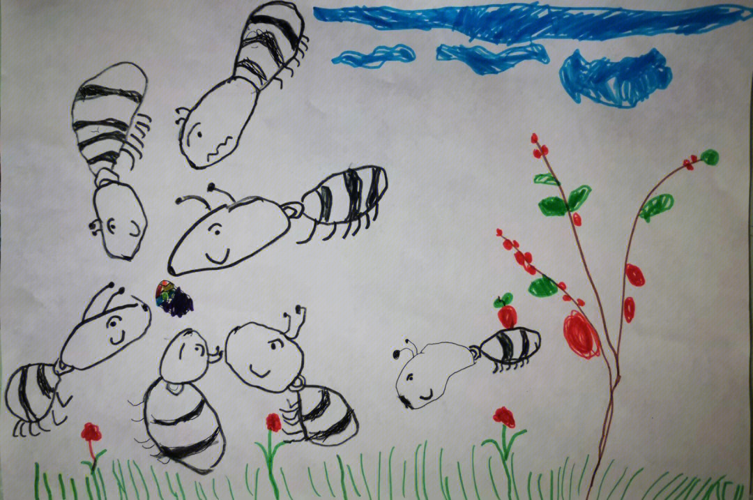 蚂蚁的一天儿童画图片