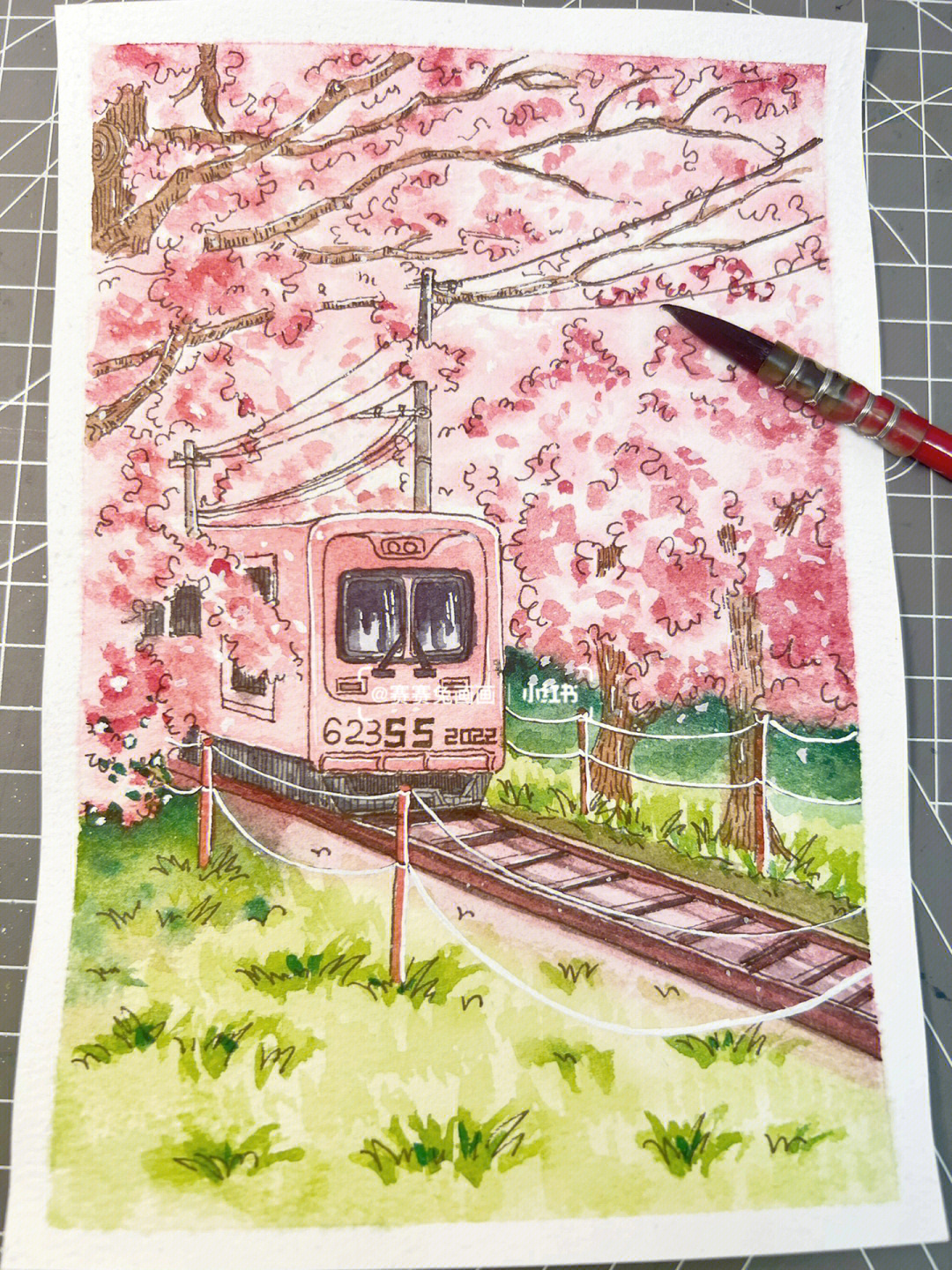 樱花树水彩画教程图片
