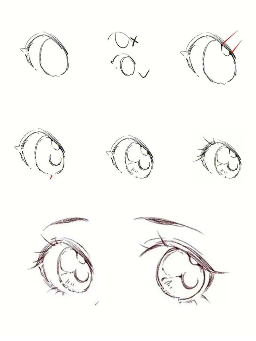 二次元漫画眼睛线稿绘画教程