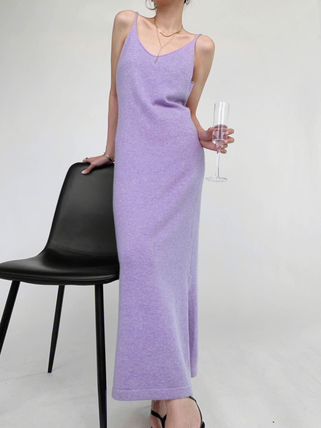 吊带裙穿搭奶油紫色吊带裙