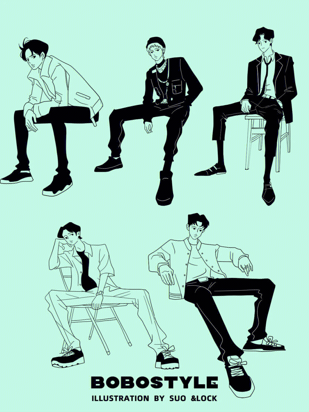 男士六种坐姿图片