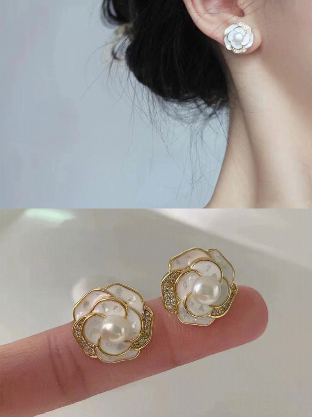 山茶花耳钉