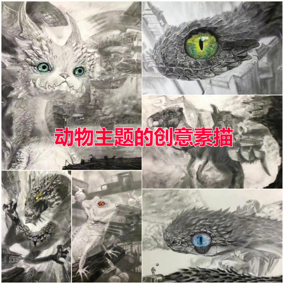 今天和大家分享一组由动物绘画衍生出的创意素描,设计素描是设计基础