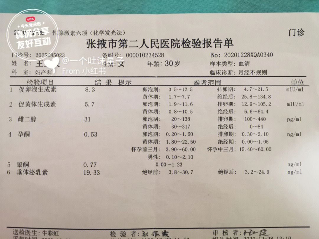 正常性激素六项结果图片