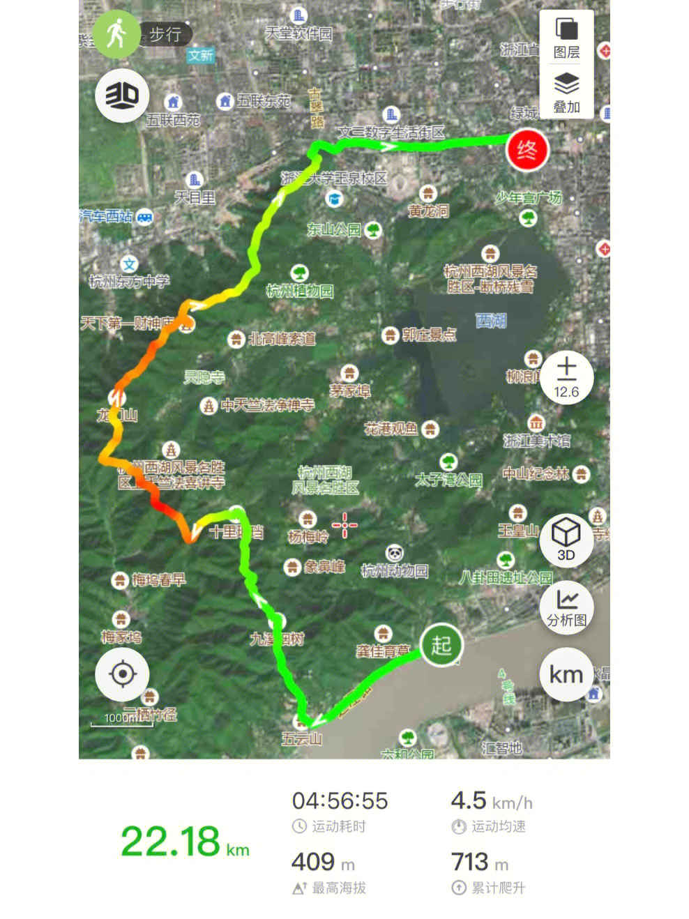 西湖徒步五月线22km