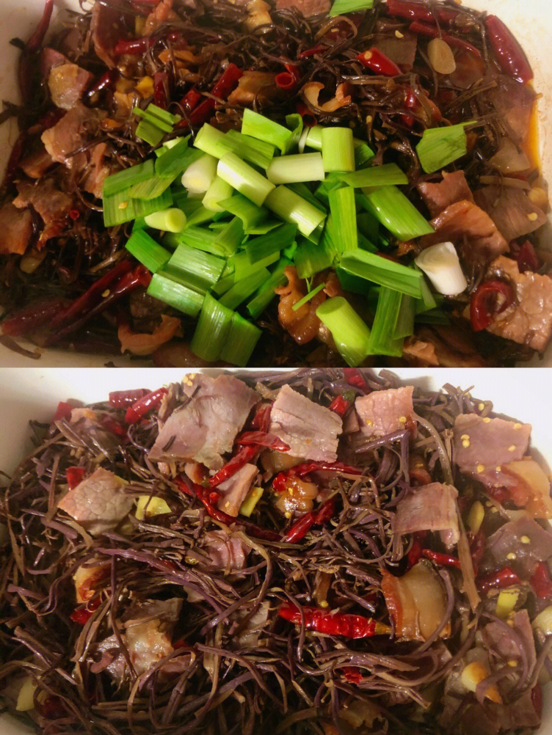 怎么能没有拿手的湖南菜呢96今天做了一道从老家带来的干蕨菜炒腊肉