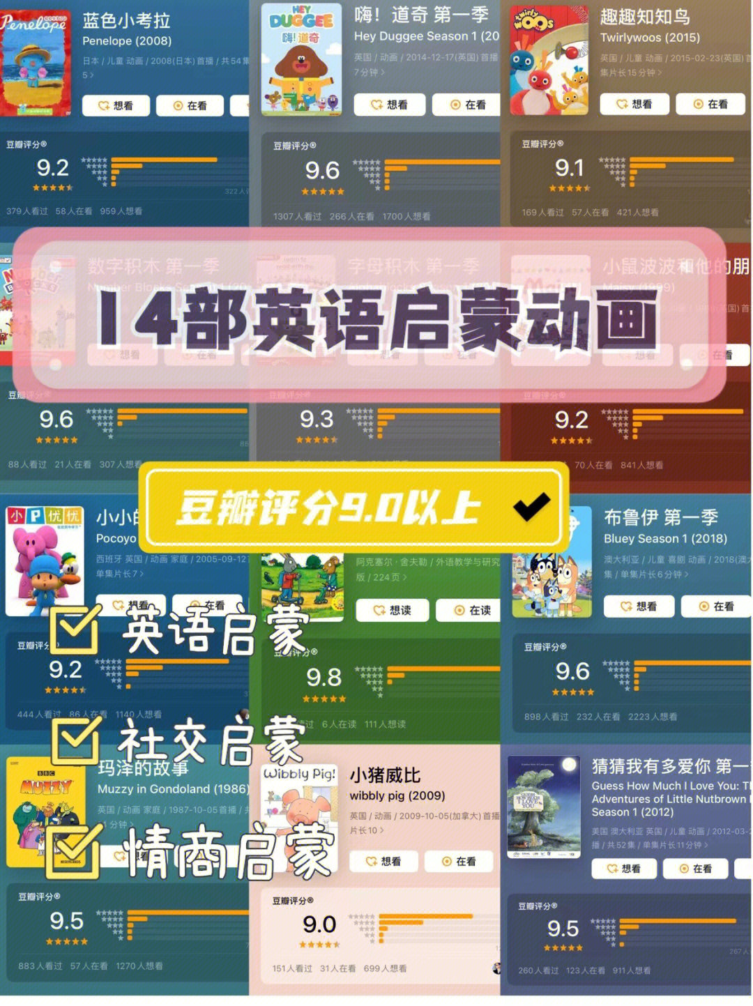 14部豆瓣评分90以上的英语启蒙动画上