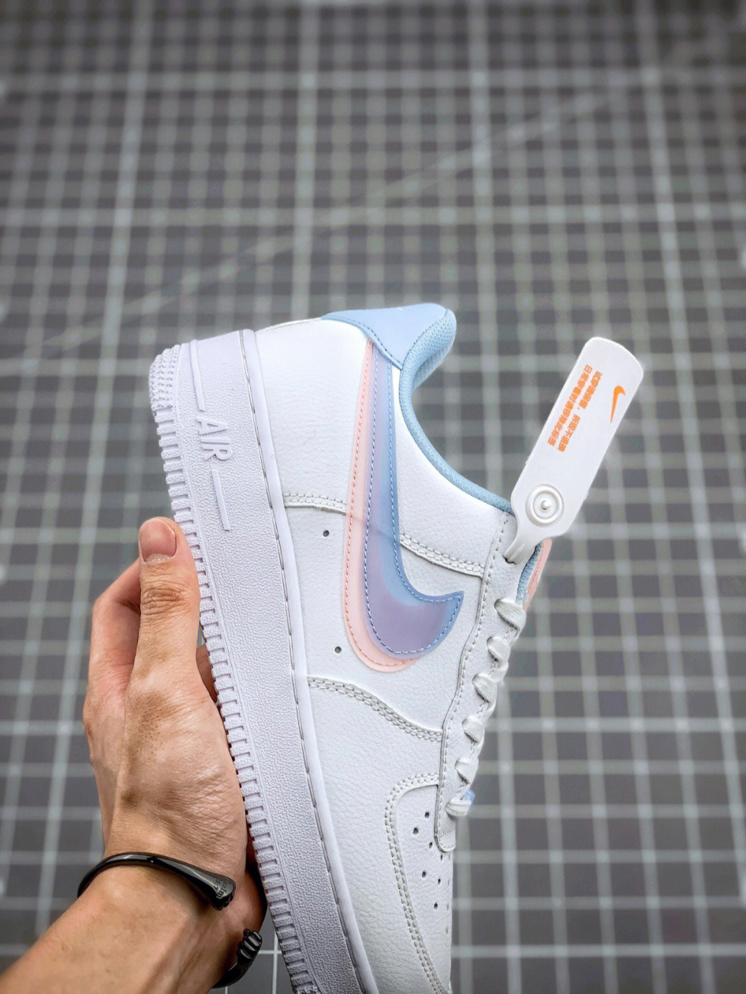 nike air force 1"double swoosh 白蓝粉双钩 空军一号百搭运动