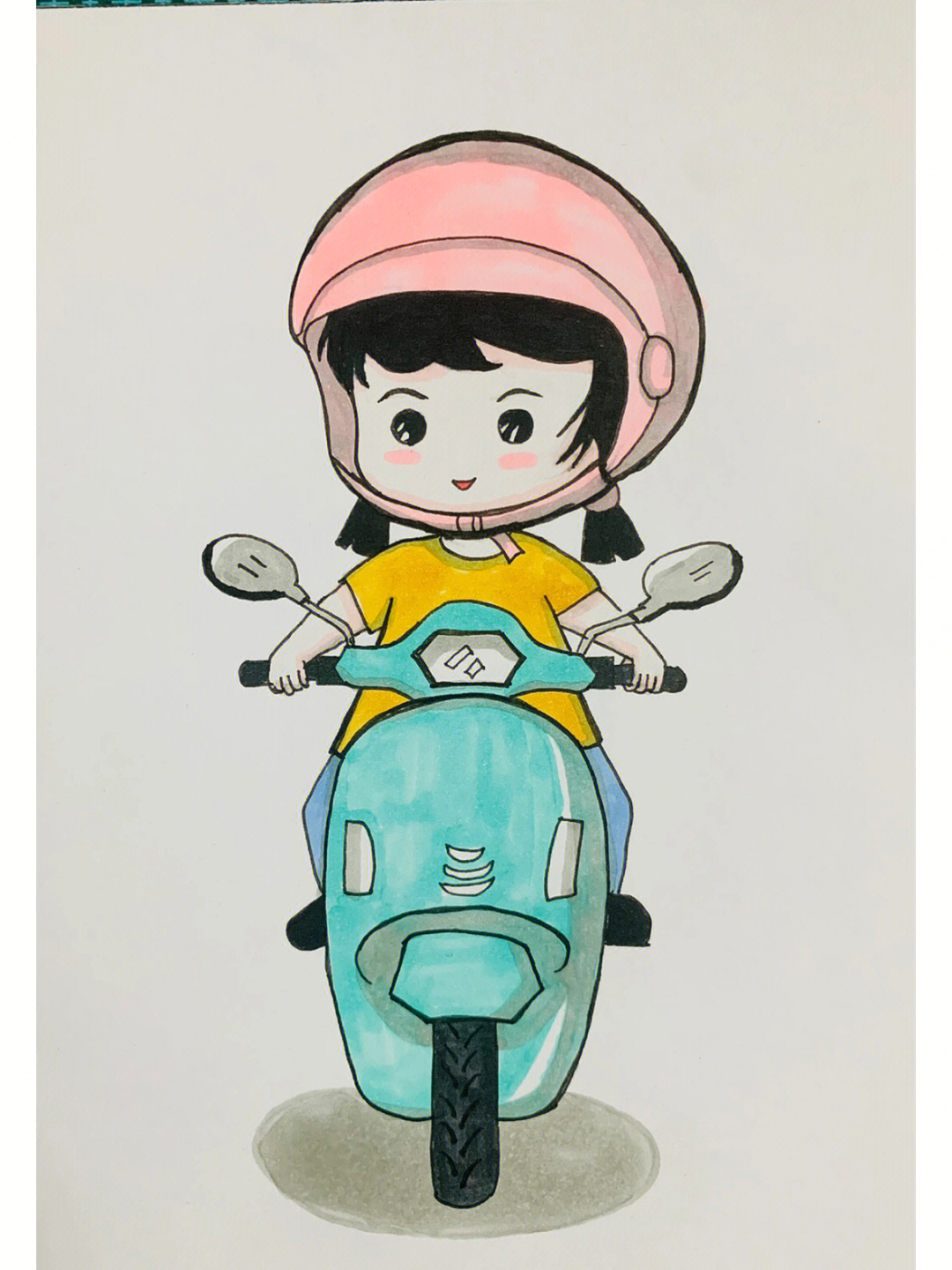 骑摩托的小女孩