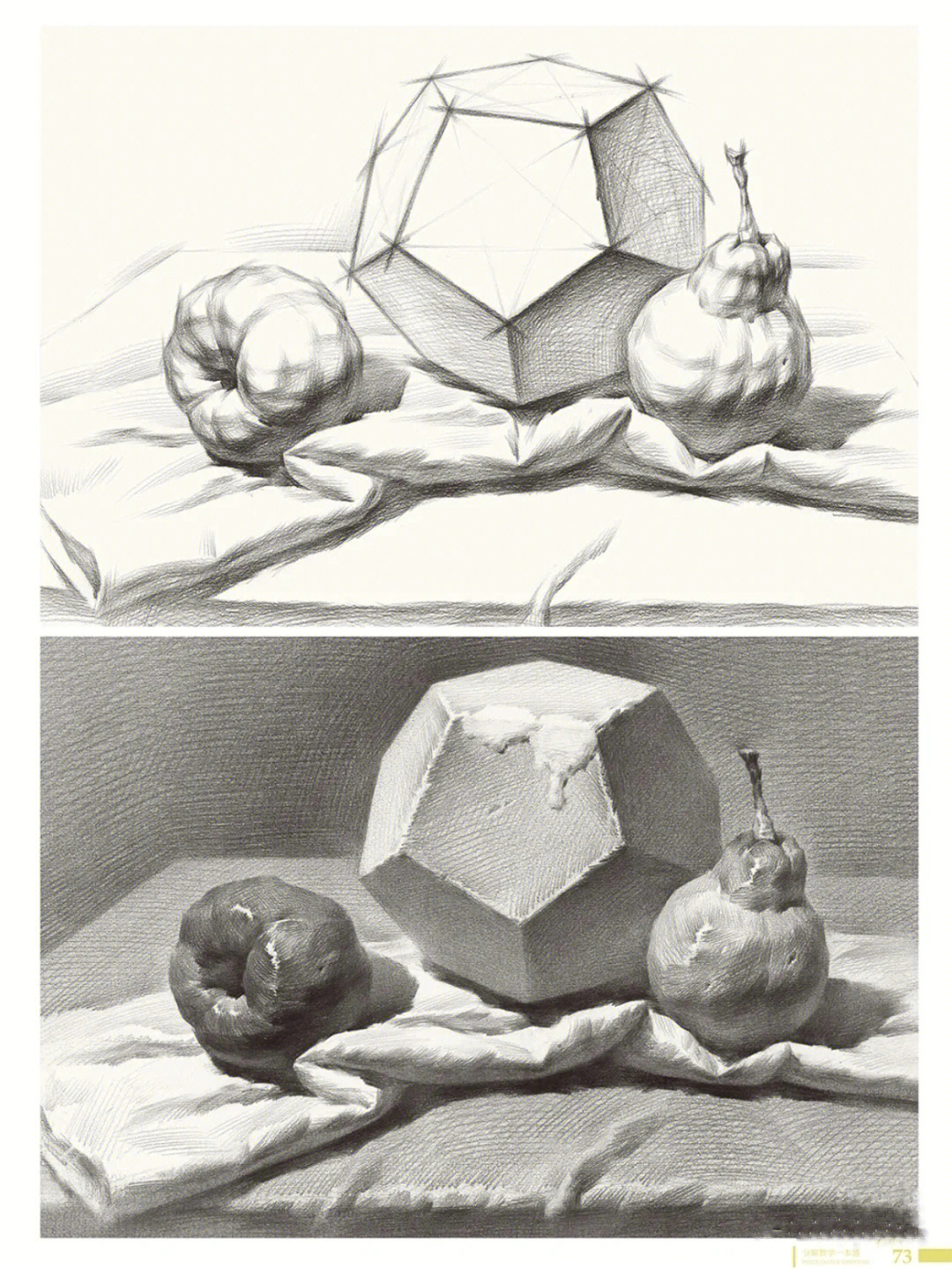 素描干货分享一几何体水果组合