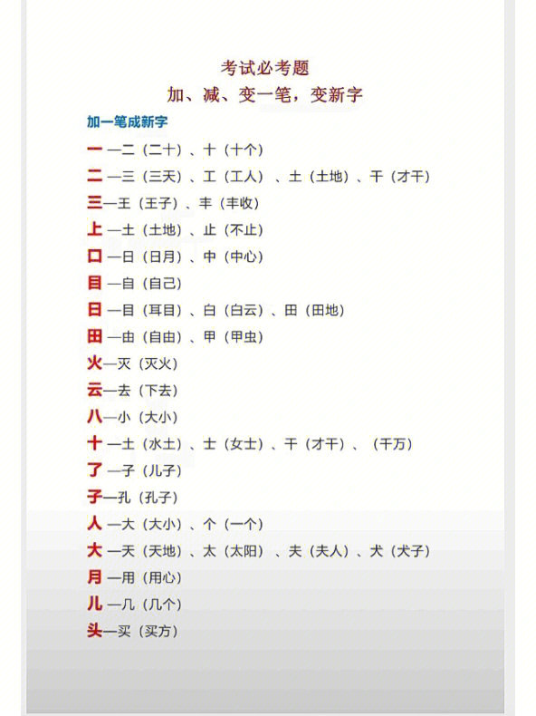 一年级语文上册#加一笔变新字