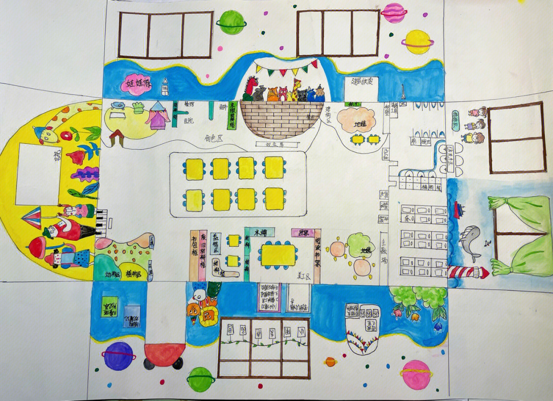 幼儿园设计图简图手绘图片