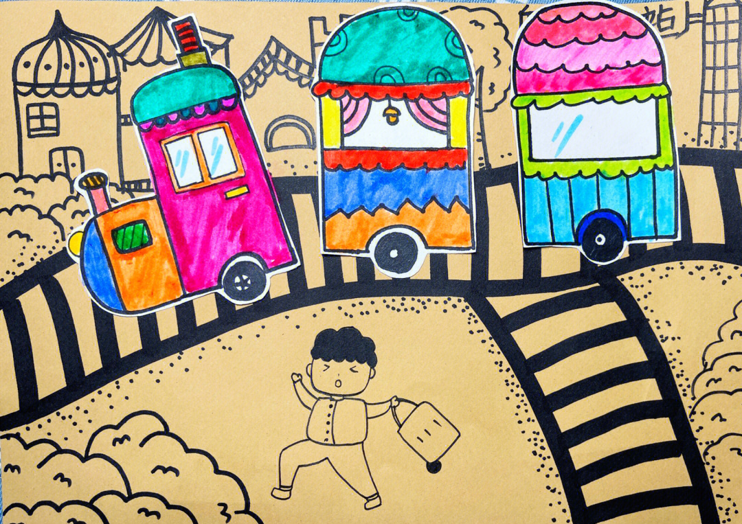 简单的儿童画火车图片