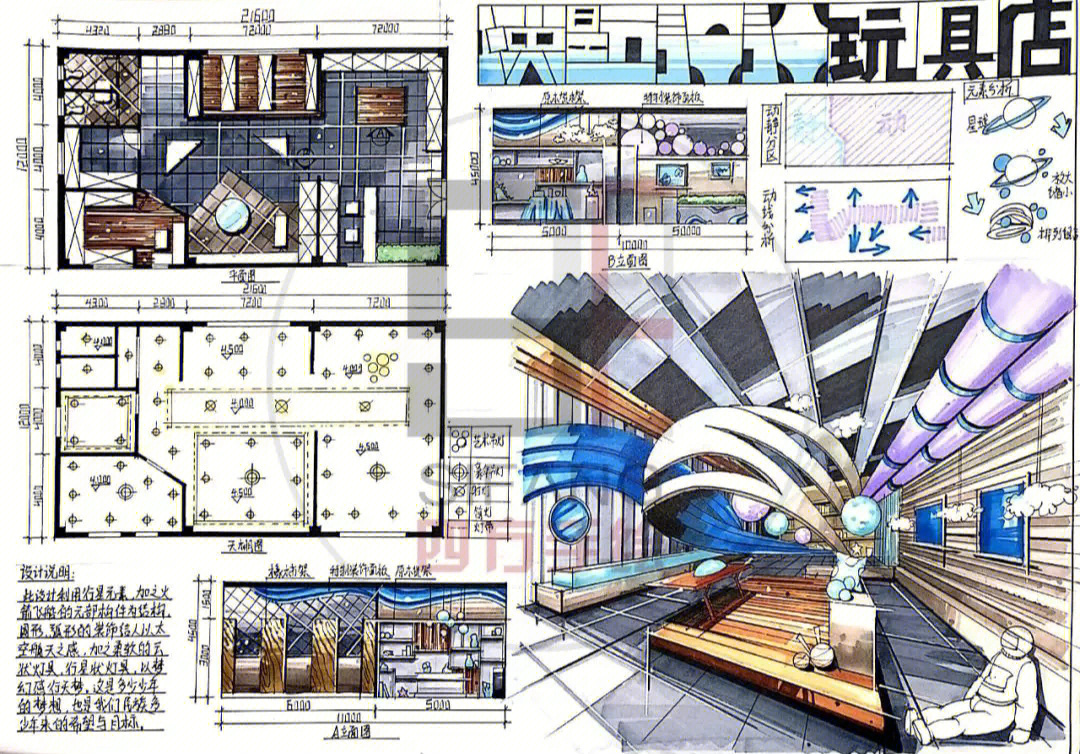 公共空间室内快题图片