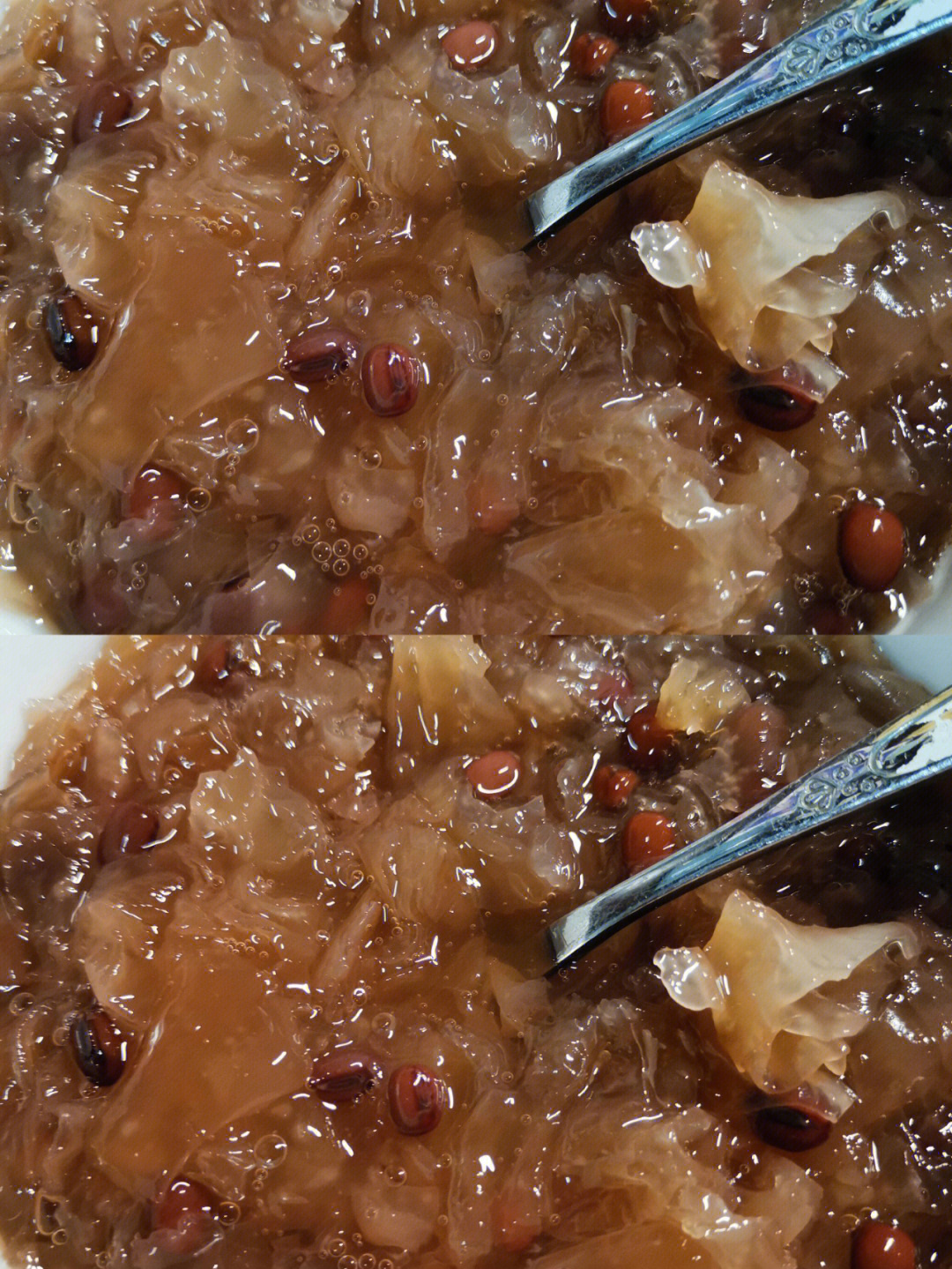 材料:红豆,银耳,冰糖适量做法:1,将红豆和银耳用冷水浸泡两小时以上