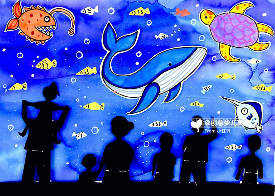 水族馆画画图片大全图片