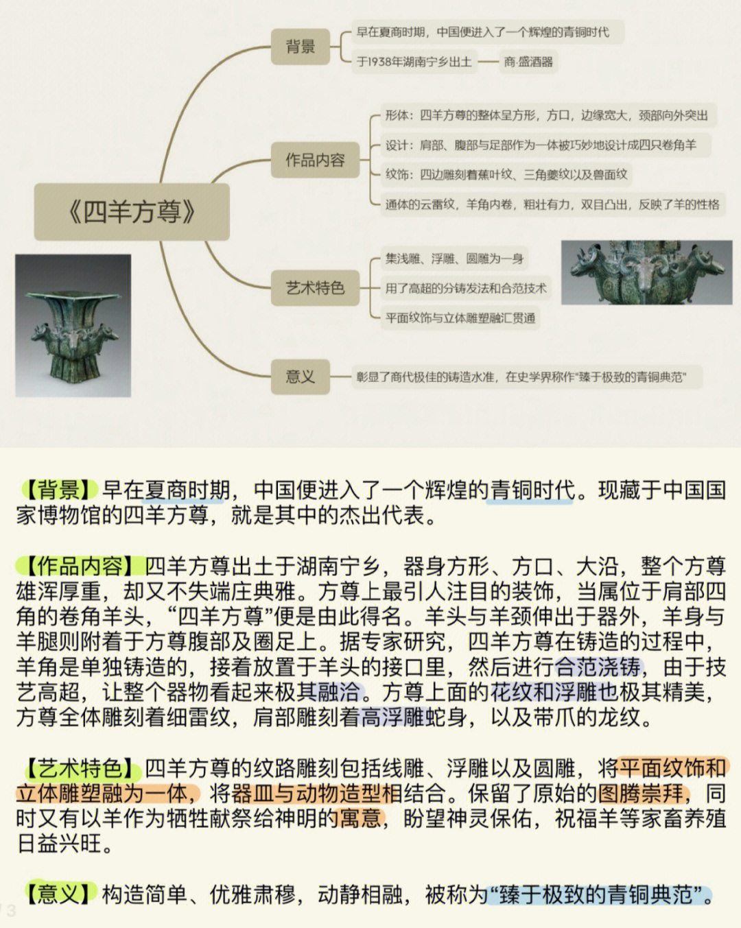 四羊方尊手抄报图片图片