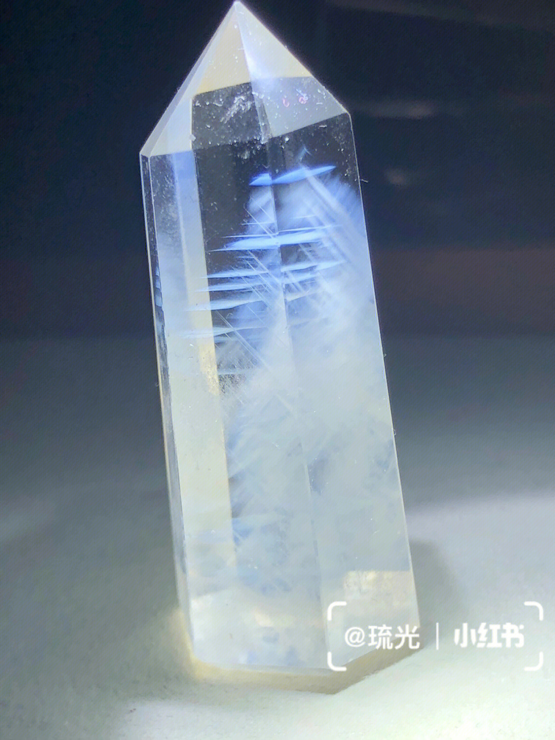 超稀有满蓝针显蓝针水晶柱