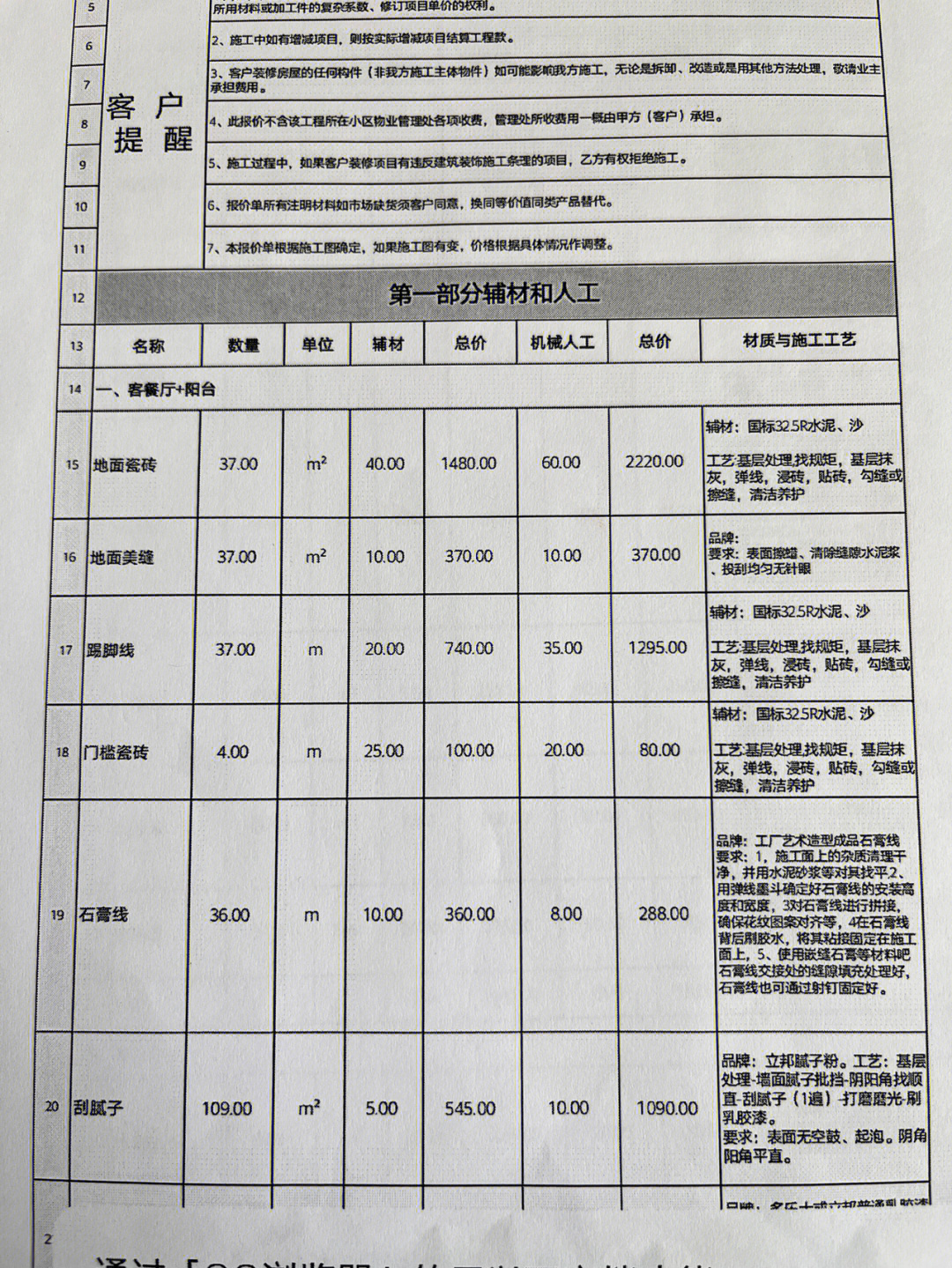 装修公司全包预算表