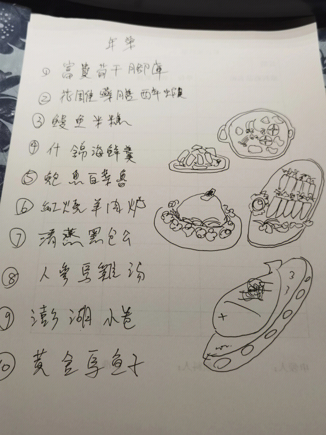 小学生年夜饭清单图片