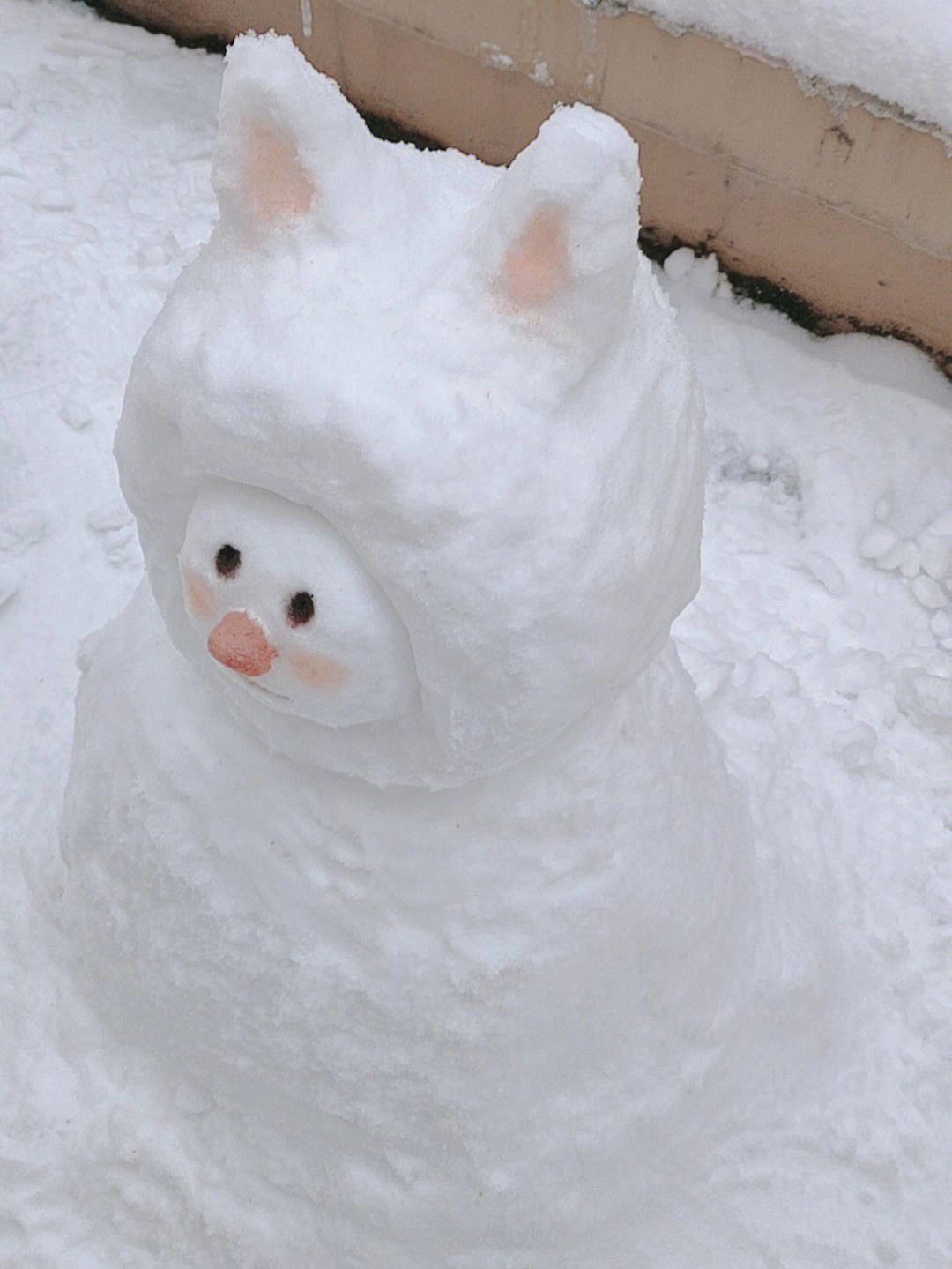 尤其是面部,把小圆球画一个圆作为小兔子的脸蛋儿,再叠加雪作为头套