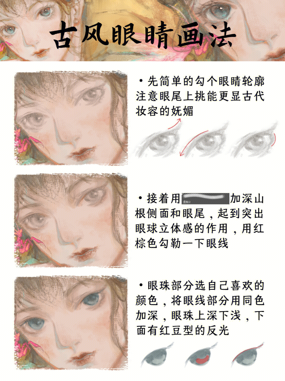 动漫古风女生眼睛画法图片