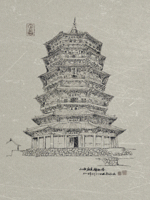中国建筑手绘简单图片