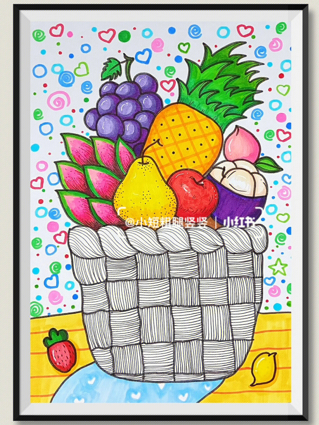 水果线描画水果篮图片