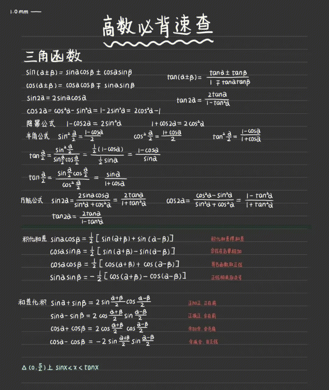 考研数学必备公式