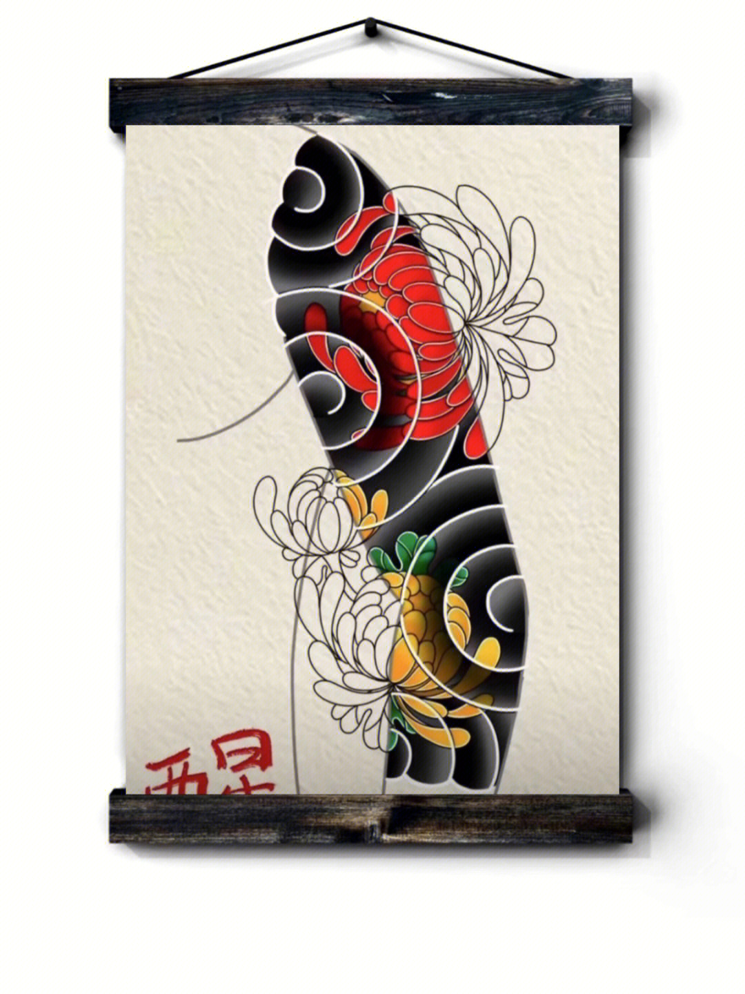 日式老传统半甲七分袖手稿素材