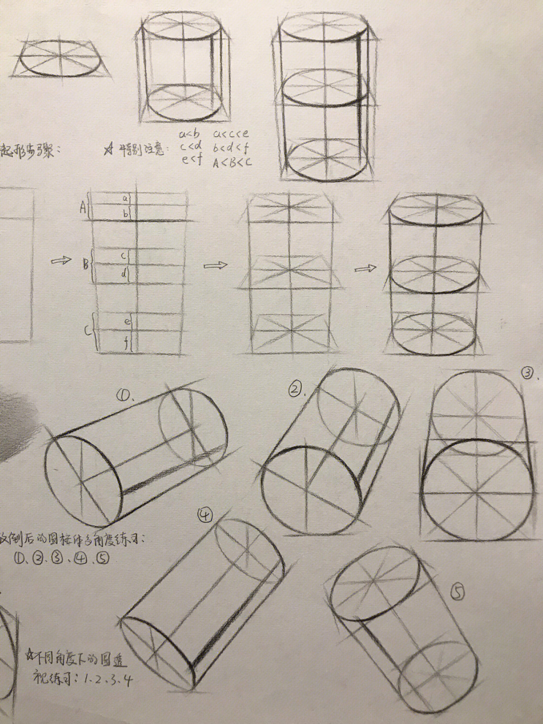 素描几何体圆柱体详细教学