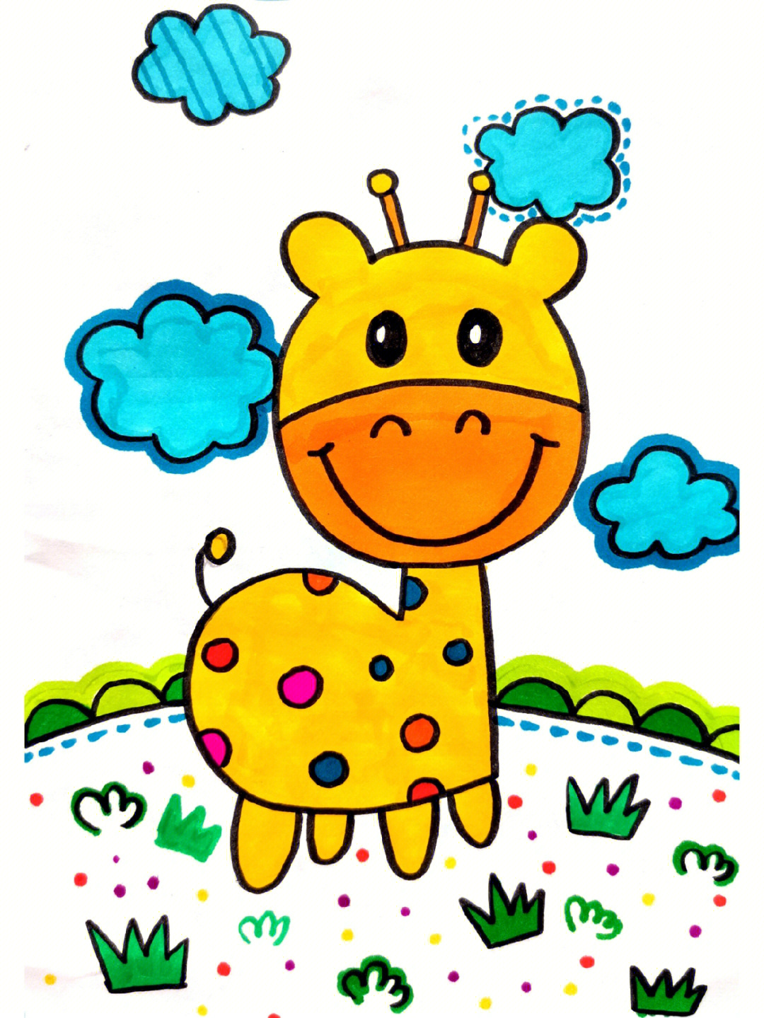 非常简单的可爱长颈鹿儿童简笔画