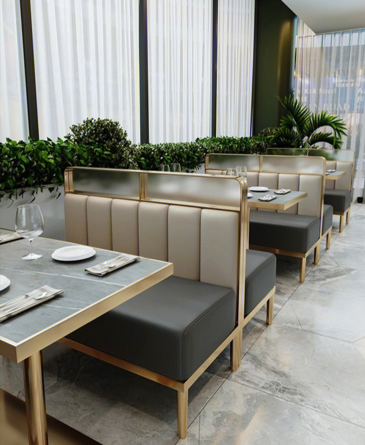 轻奢定制西餐厅咖啡厅火锅餐饮饭店靠墙卡座沙发长凳音乐餐吧桌椅