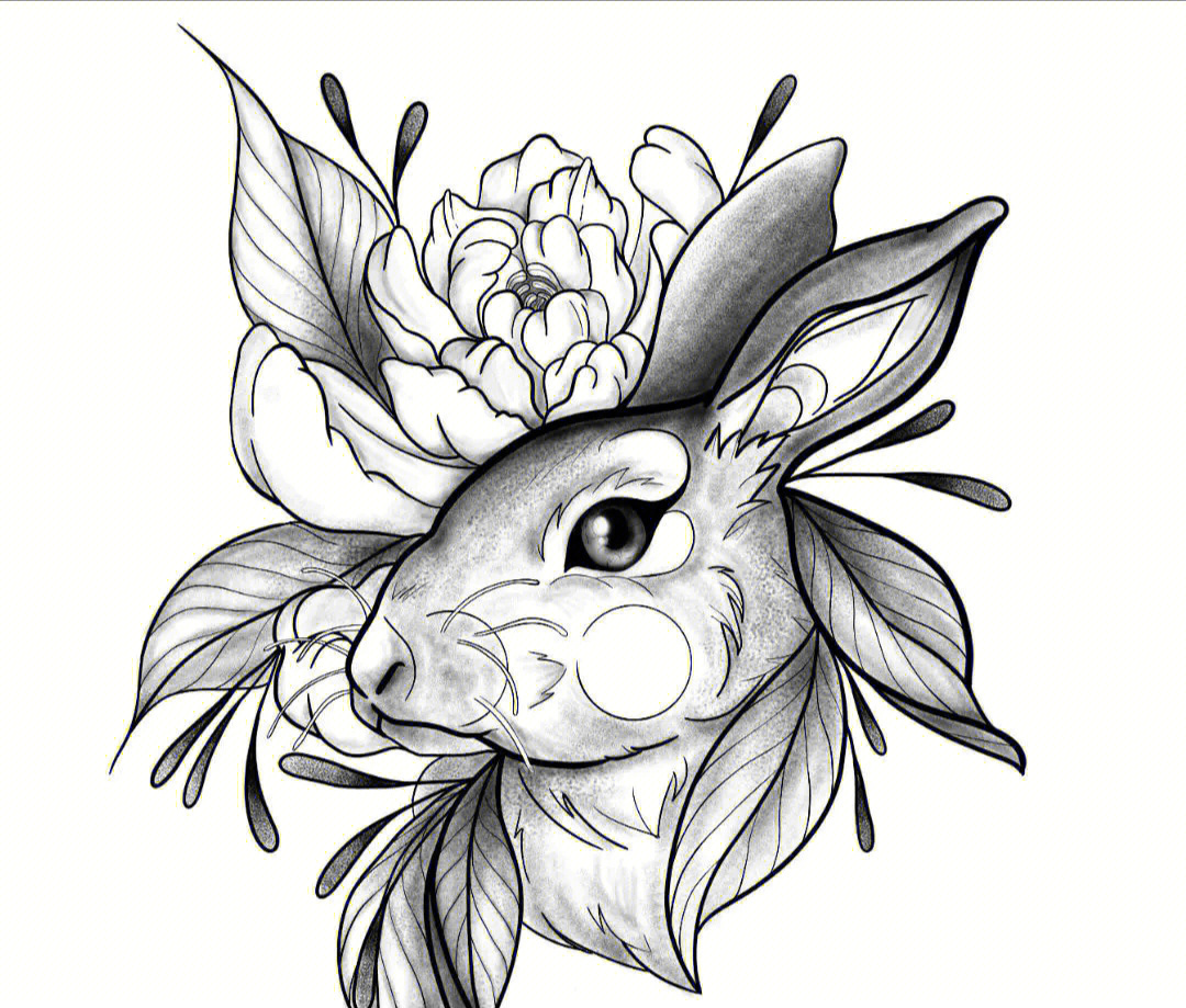 纹身素材分享-动物系列-兔子929292#纹身也清新#纹身#纹身