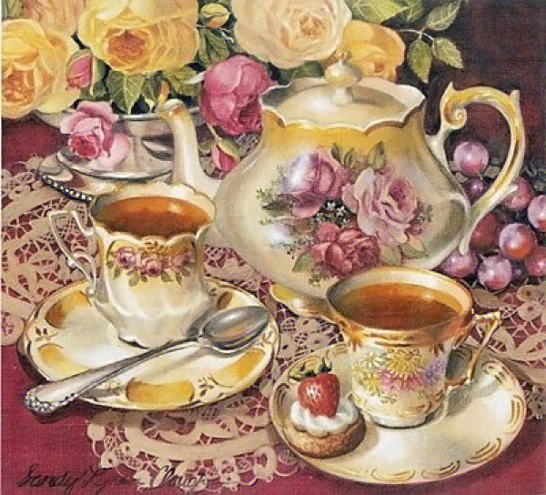 商人妻子的下午茶油画图片