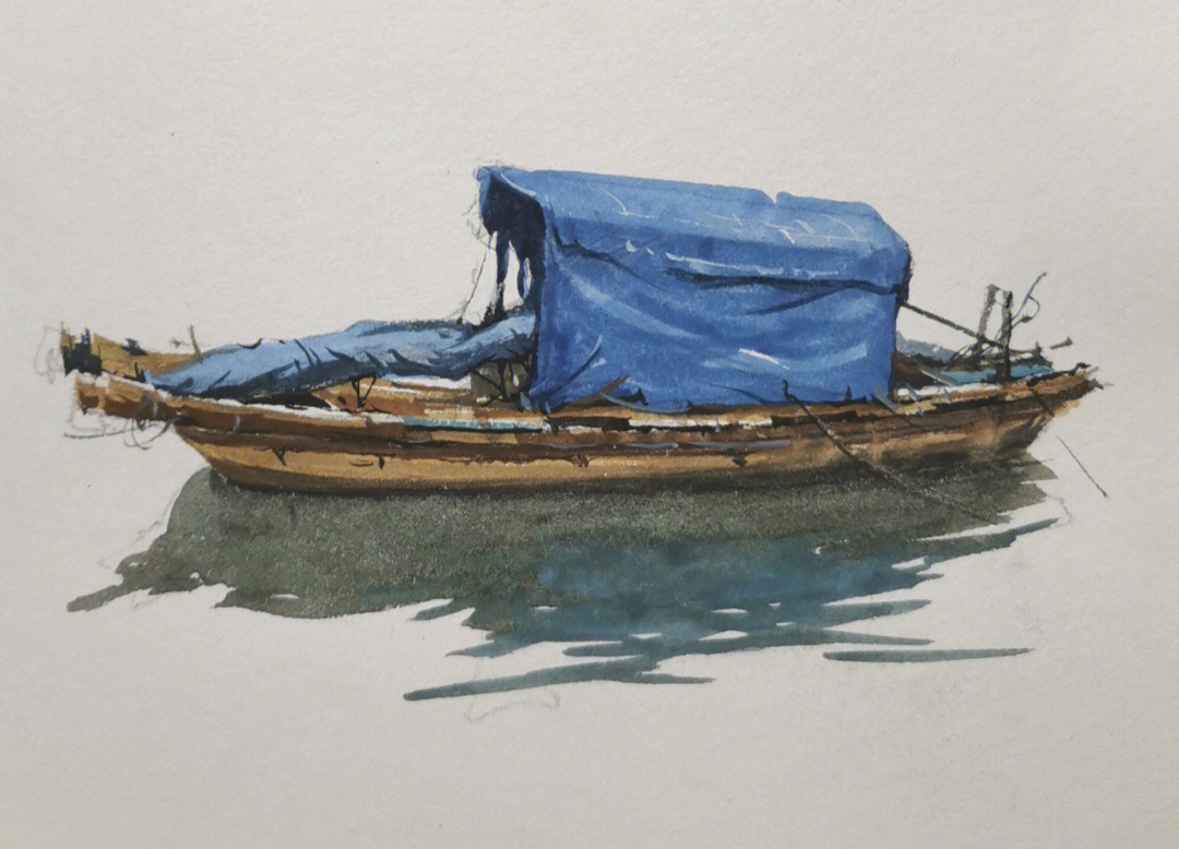 小舟水彩画图片