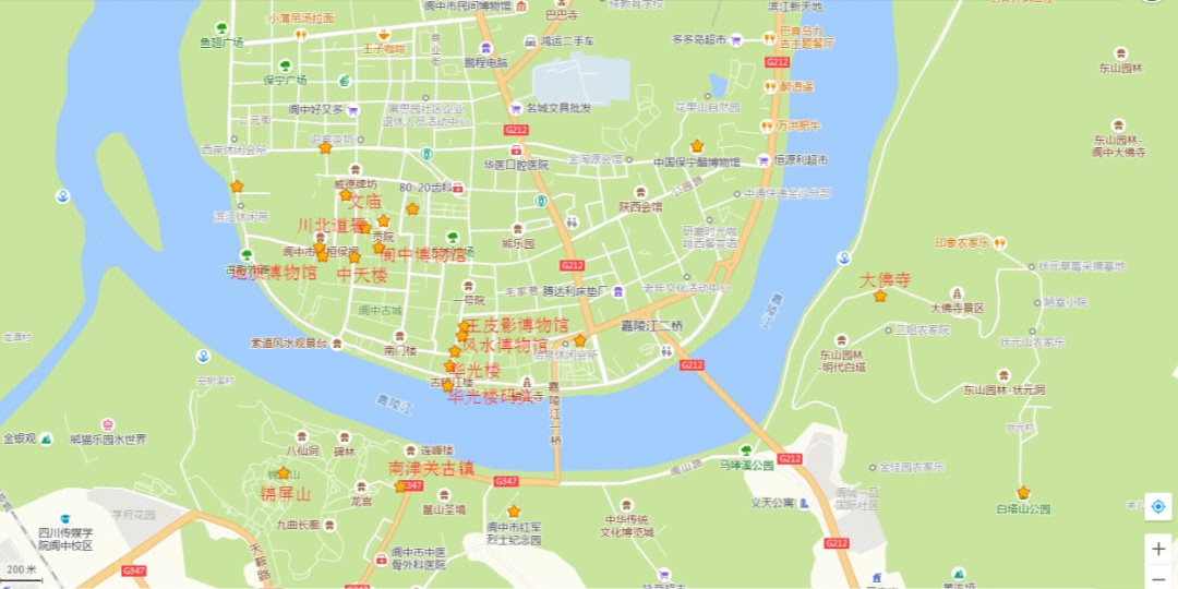 阆中古镇地图图片