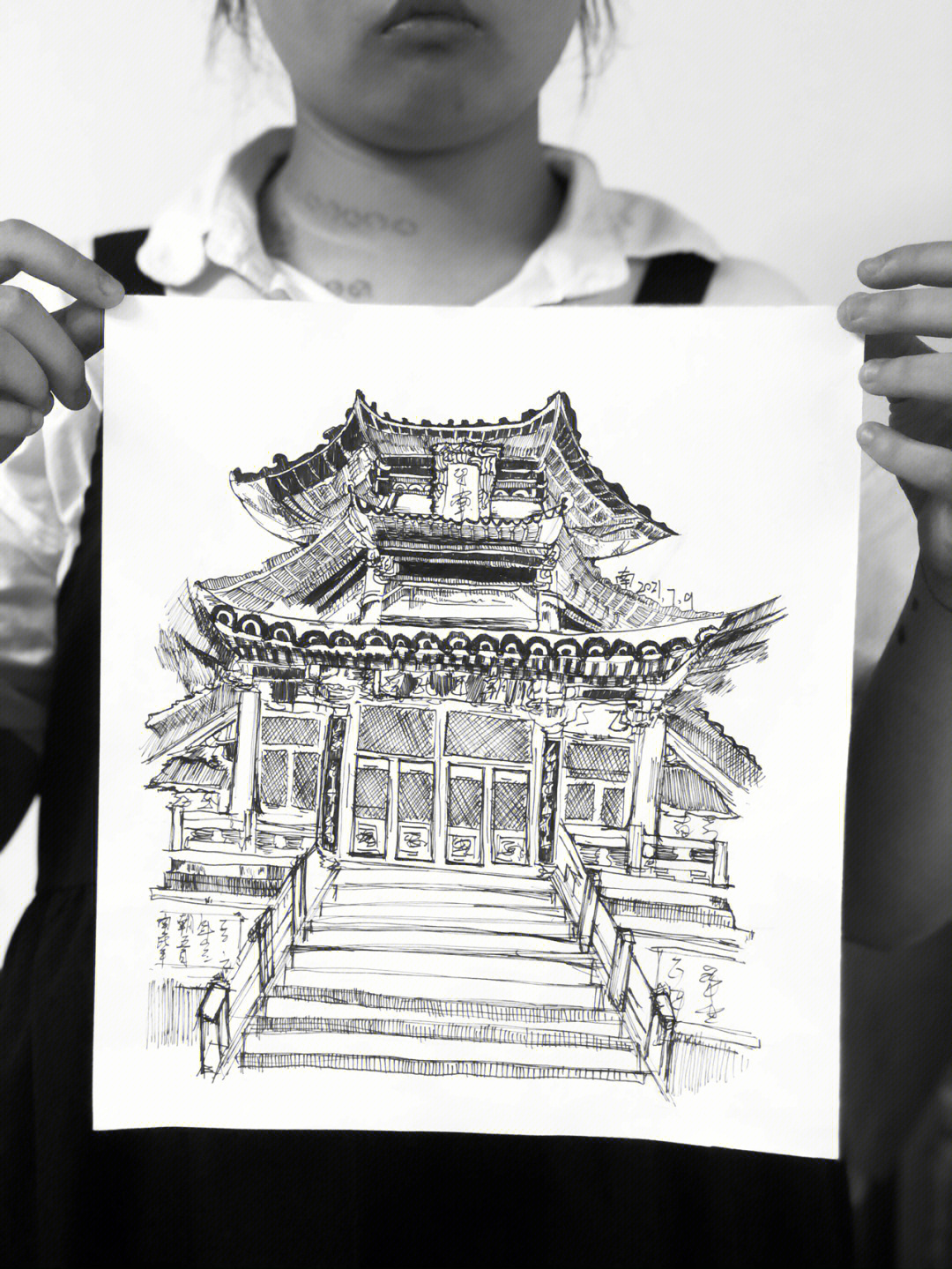 建筑线描写生