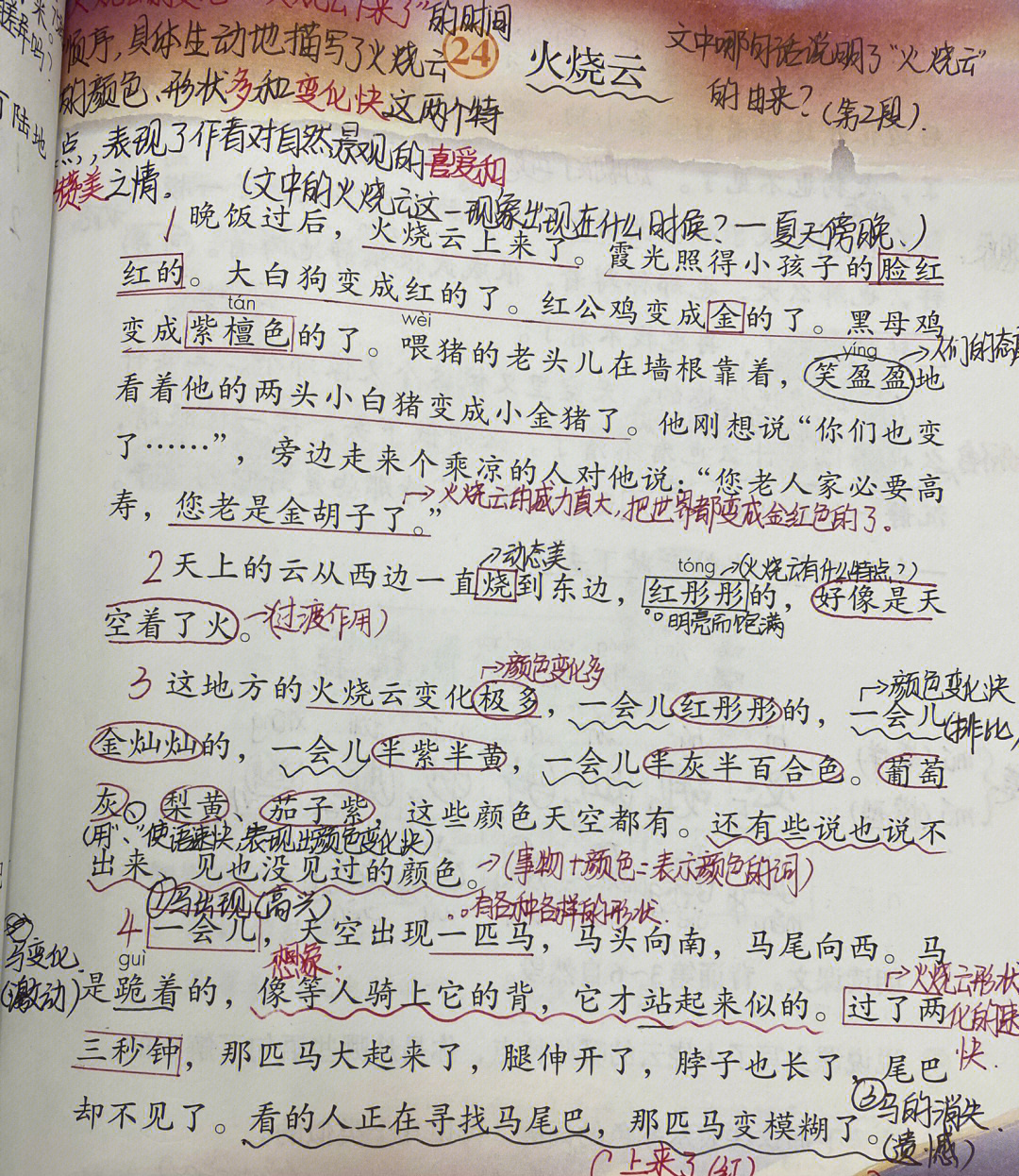 24课火烧云笔记图片图片