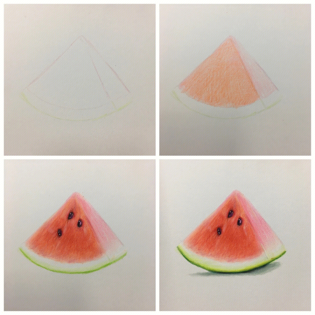 一片西瓜的彩铅画法含绘画步骤图